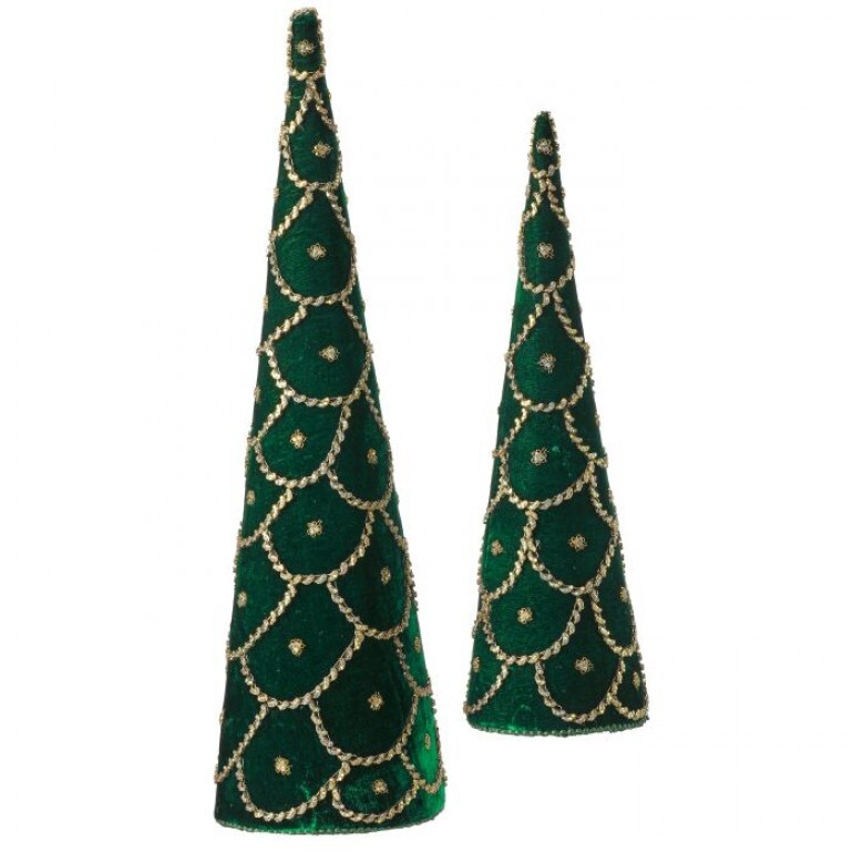 18-24" JEWELED SCALLOPED VLVT CONE TREE - GRANDE