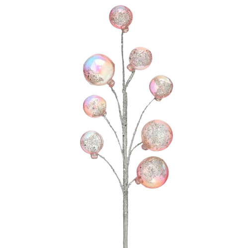 16" IRRIDESCENT BUBBLE SPRAY W/SNOW - PINK