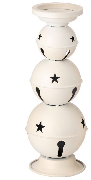 12.5¨MTL JINGLE BELLS CANDLE HOLDER 