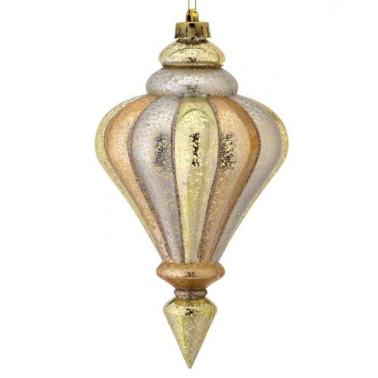 10´´VP STRIPE MERC FINIAL ORNAMENT BOX OF 1