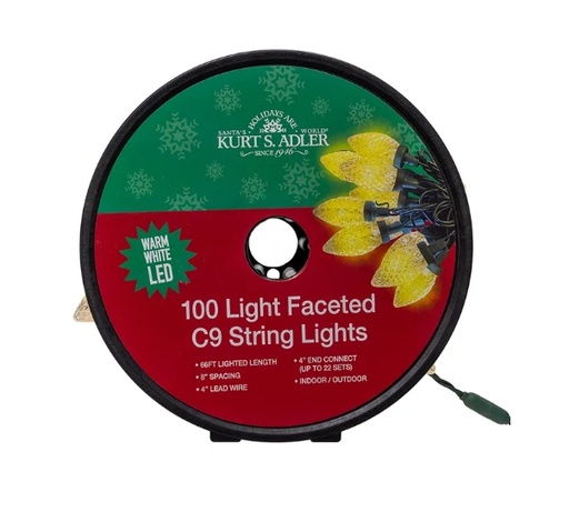 [UL5400WW] 100L WW LED FACETED C9 STRING LITES