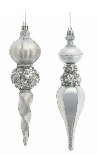 [D4578S] 8.75´´PLASTIC SILVER FINIAL ORN INDIVIDUAL