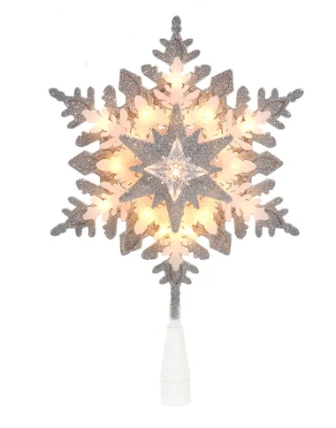 [UL2319] 13.75¨´SIL/WHT GLTTR SNOWFLK TREETOP