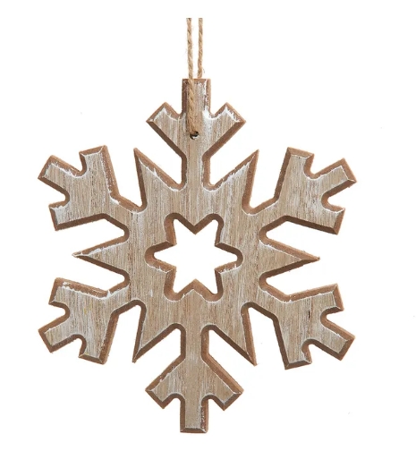 [D4523] 6´´WDN CHRISTMAS SNOWFLAKE ORN