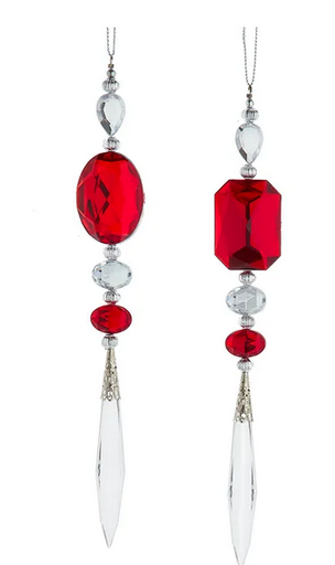 [T3605] 8.25´´RD/CLR STONES W/DANGLE ORN INDIVIDUAL