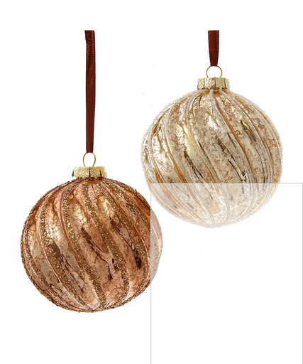 [T3555] 4.5´´GLASS BROWN/GOLD BALL ORNS INDIVIDUAL