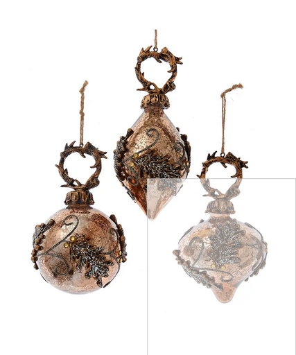 [T3550] 7´´BALL/ONION/FINIAL W/ANTLRS+LVS INDIVIDUAL