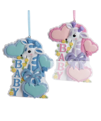 [H5673] 3.5´´RESIN BABY´S 1ST GIRAFFE ORN INDIVIDUAL