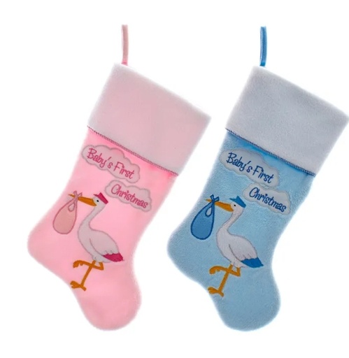 [SG0281] 20.5´´BABYS 1ST XMS BLUE/PNK STCKNGS