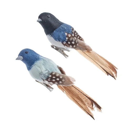 [H6138] 7´´BLUE/DK BLUE CHICKADEES CLIP ORN