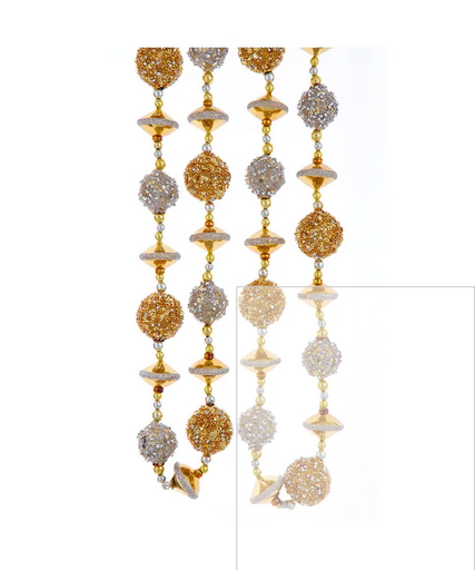 [F2231] 6´GOLD/SILV BEADED GLASS GARLAND 