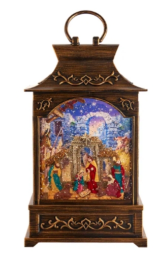 [N1054] 11´´B/O LIT NATIVITY WATER LANTERN