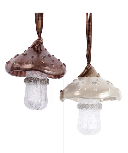 [T3428] 3.6´´RUSTIC GLAM MUSHROOM ORN INDIVIDUAL