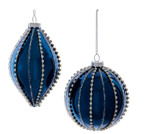 [D4349] 100MM BLUE FINIAL/BALL W/STONES INDIVIDUAL