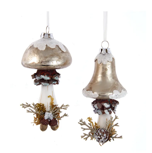 [T3426] 5´´GLASS MUSHROOM W/ PINECONE ORN INDIVIDUAL