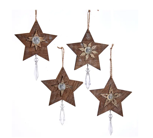 [T3375] 6.25´´WDN STAR W/DANGLE ORN INDIVIDUAL
