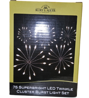 [AD1039CLW] 12' 75L Classic White Superbright Twinkle LED Cluster Burst With Green Base