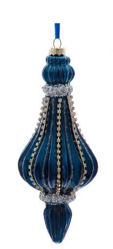 [D4323] 7.5´´DK BLUE DROP W/ STONES+GLITTER