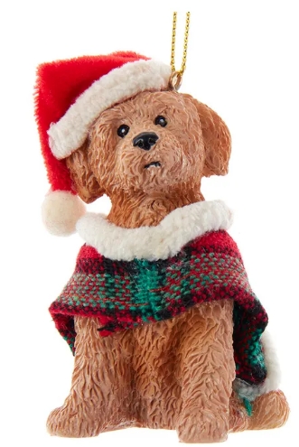 [D4218LD] 2.83´´RESIN BROWN LABRADOODLE W/COAT