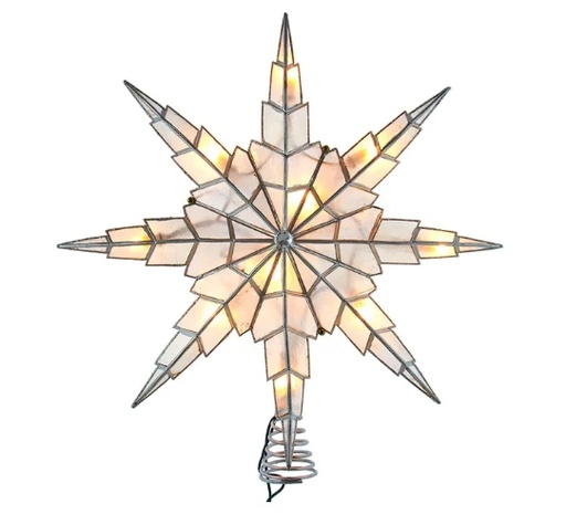 [UL3175] 10L 15¨ 8PT CAPIZ SILV STAR TREETOP 