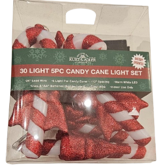 [BAT1504] 30L 5PC B/O CANDY CANES LIGHT SET