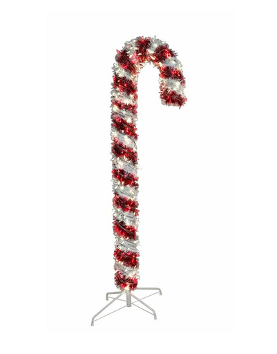 [UL1295] 6 PRELIT R/W LED TINSEL CANDY CANE 