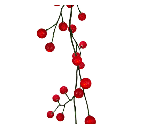 [P7408GRR] 6´GRN GRLND W/48L RED LED+RED BALLS