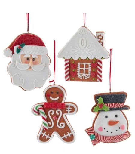 [D4156] 5.625´´SANTA/SNWMN/HSE/GNGBRD ORNS INDIVIDUAL