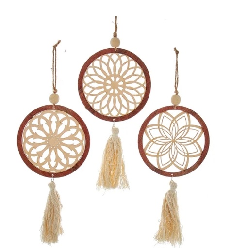 [T3155] 10´´WOOD DISC ORN INDIVIDUAL