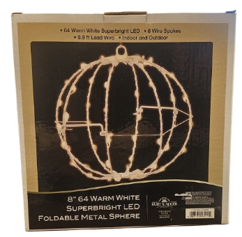 [AD1019WW] 8´´WARM WHT LED FOLDBL METAL SPHERE