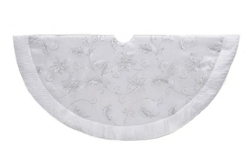 [TS0207] 50´´WHITE TREESKRT W/ SEQUIN FLOWERS