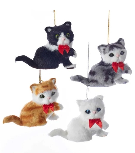 [C4820] 3.75´´FURRY SITTING CAT ORN INDIVIDUAL