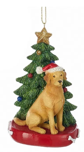 [C7954YLB] 4.25´´YELLOW LAB RETRIEVER W/TREE