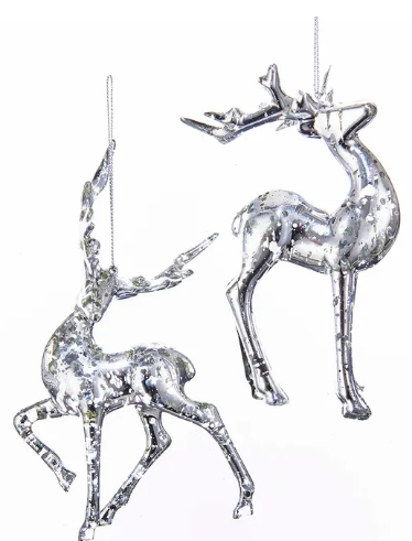 [D3157] 6´´PLASTIC SILVER DEER ORN INDIVIDUAL