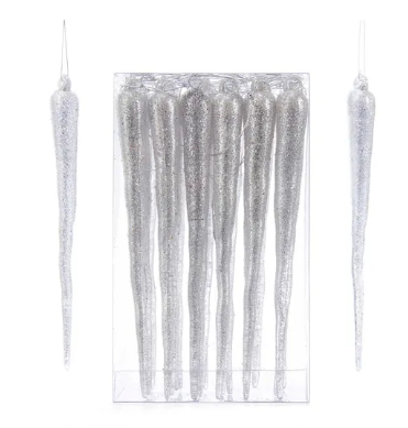 [H0735] 5´´PLSTC GLITTERED ICICLE ORNS 24PC