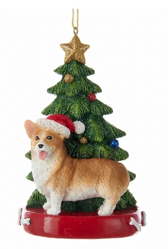 [C7954CO] 4.25´´RESIN CORGI W/TREE ORN