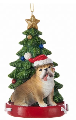 [C7954BD] 4.25´´RESIN BULLDOG W/TREE ORN