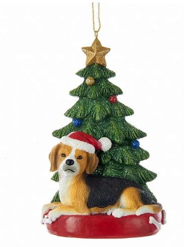 [C7954BE] 4.25´´RESIN BEAGLE W/TREE ORN