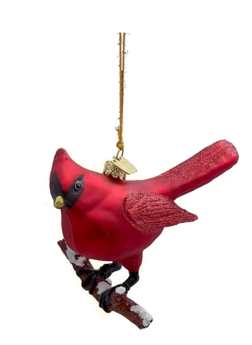 [NB0413] 4´´NOBLE GEMS GLASS CARDINAL ORN