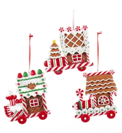 [D1752] 4'' CLAYDOUGH GINGERBREAD TRAIN ORN INDIVIDUAL