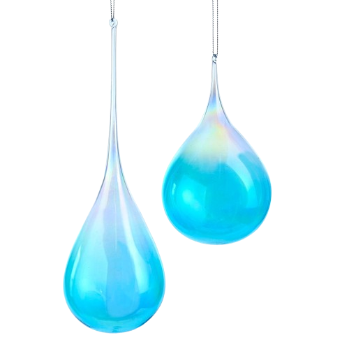 [D3554] BLUE GLASS DROP ORNAMENTS