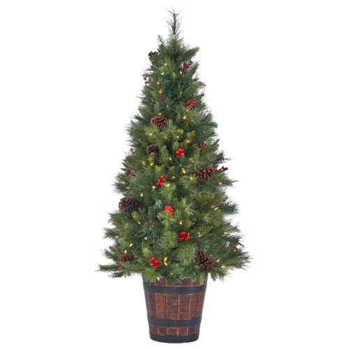 [MTX66080L] 5' LED PTD FOREST BERRY FIR TREE 425T30"D200L