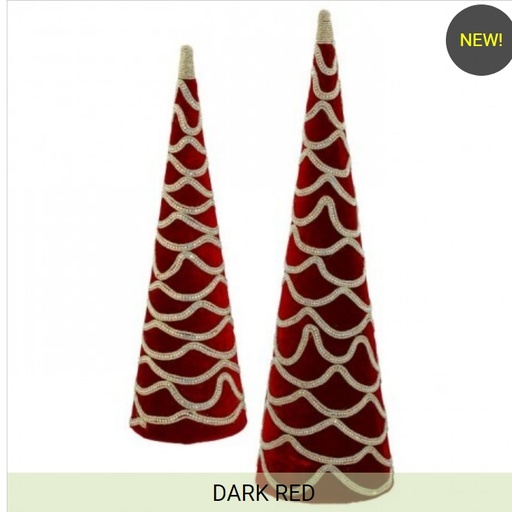 [MTX72826] 18´´ RED VELVET WITH JEWEL CONE TREE INDIVIDUAL