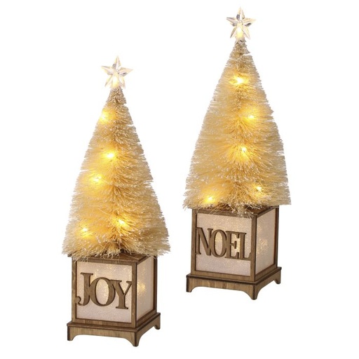 [MTX74336] 12" LED/BTY/TMR SISEL TREE "JOY/NOEL" INDIVIDUAL
