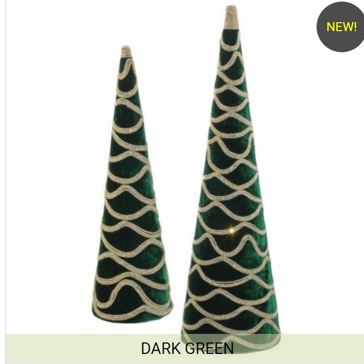 [MTX72826] 18" GREEN VELVET WITH JEWEL CONE TREE INDIVIDUAL
