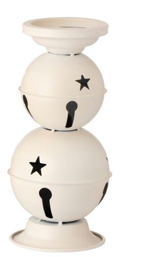 [MTX74627] 10.5" MTL JINGLE BELLS CANDLE HOLDER INDIVIDUAL
