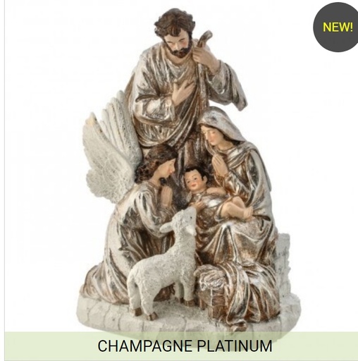 [MTX72907] 13.5" RESIN RENAISSANCE HOLY NIGHT SCENE NATURAL STONE POWDER 