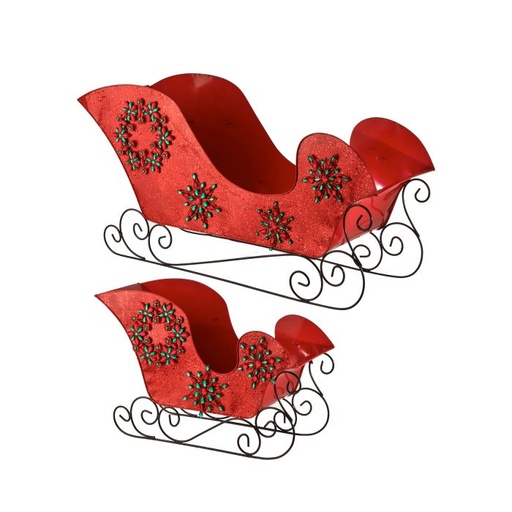 [MTX74407] 24.5" MTL JEWELED GLITTER SLEIGH INDIVIDUAL