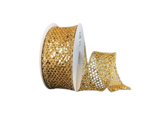 [71123-09-15] GOLD MEGA GLITTER NET, 1.5''X10Y