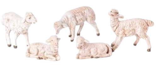 [72539] 5" SCALE 5 PC SET WHITE SHEEP. FONTANINI
